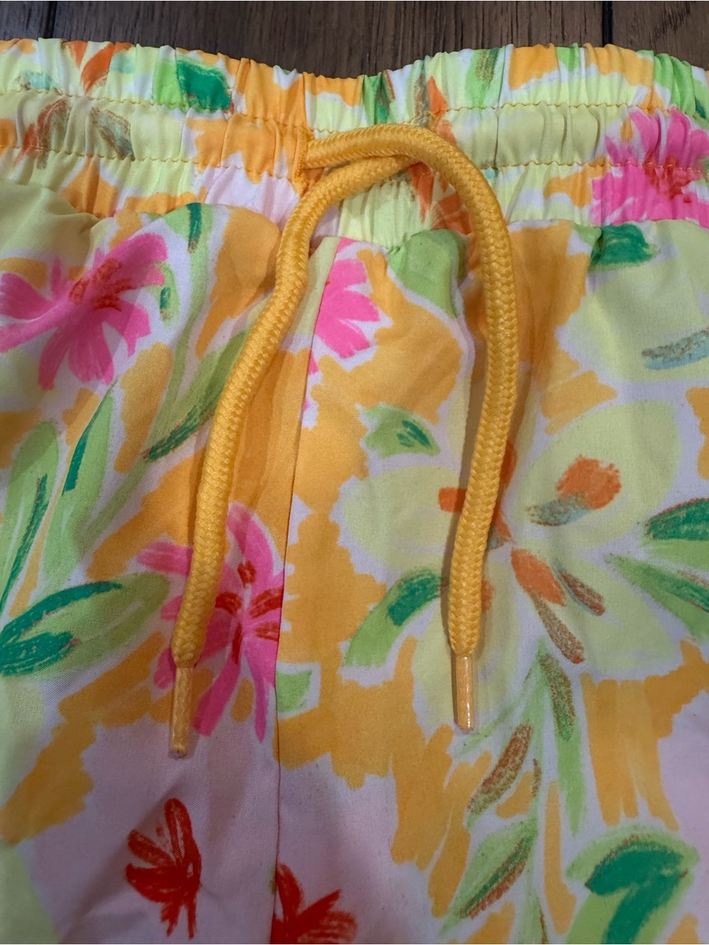 crown & ivy Yellow Floral Athletic Shorts with Pink & Green Accents - Picture 2 of 5
